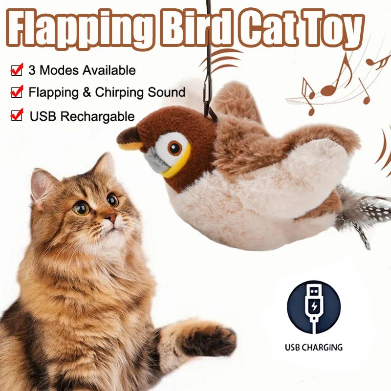 Flapping Bird Cat Toy – Rechargeable & Catnip-Infused Fun!