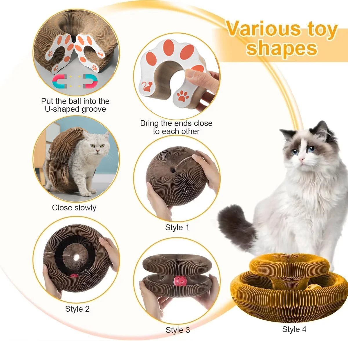 Magic Round Cat Scratcher – 2-in-1 Claw Grinder & Ball Play Toy
