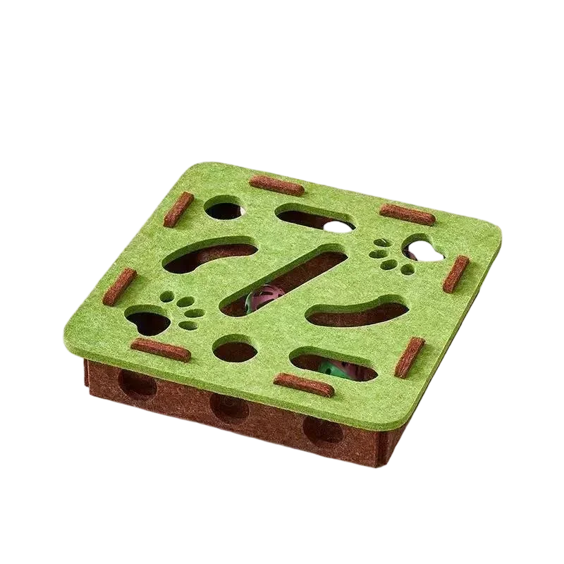 DIY Cat Puzzle Maze – Interactive Felt Box with Bell Ball