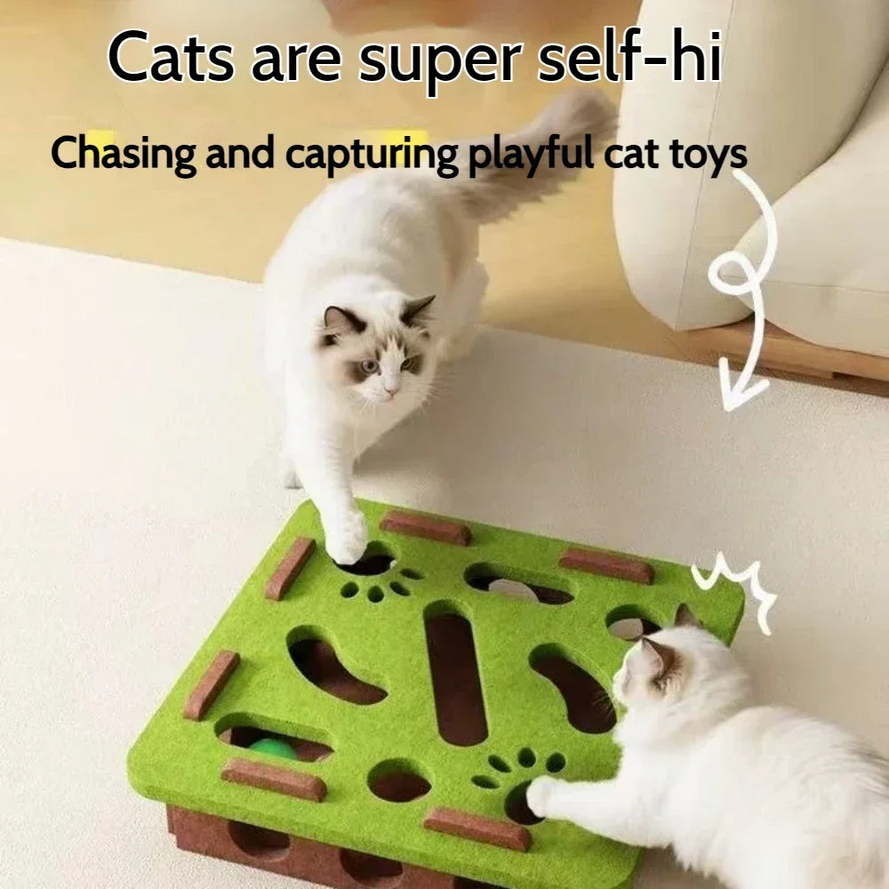 DIY Cat Puzzle Maze – Interactive Felt Box with Bell Ball