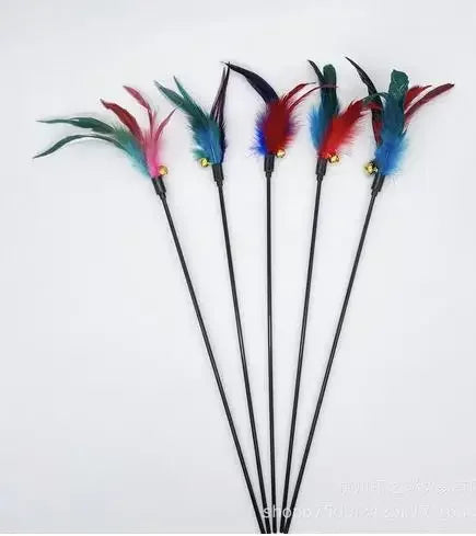 Interactive Cat Feather Wand Toy with Bell & Refills