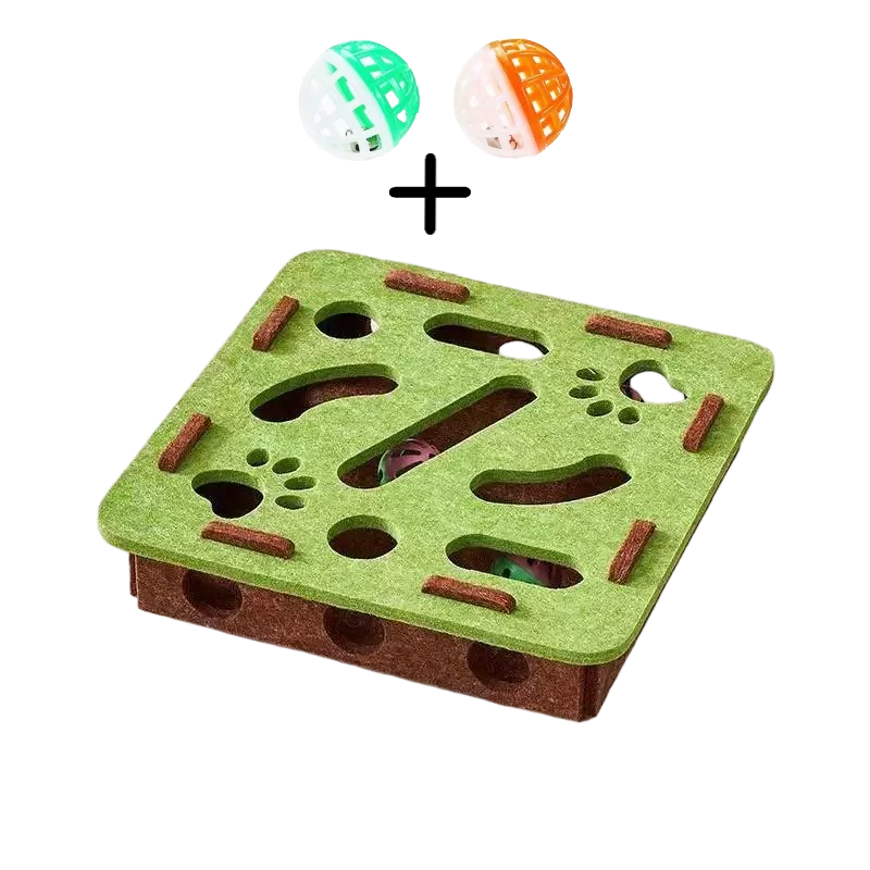 DIY Cat Puzzle Maze – Interactive Felt Box with Bell Ball