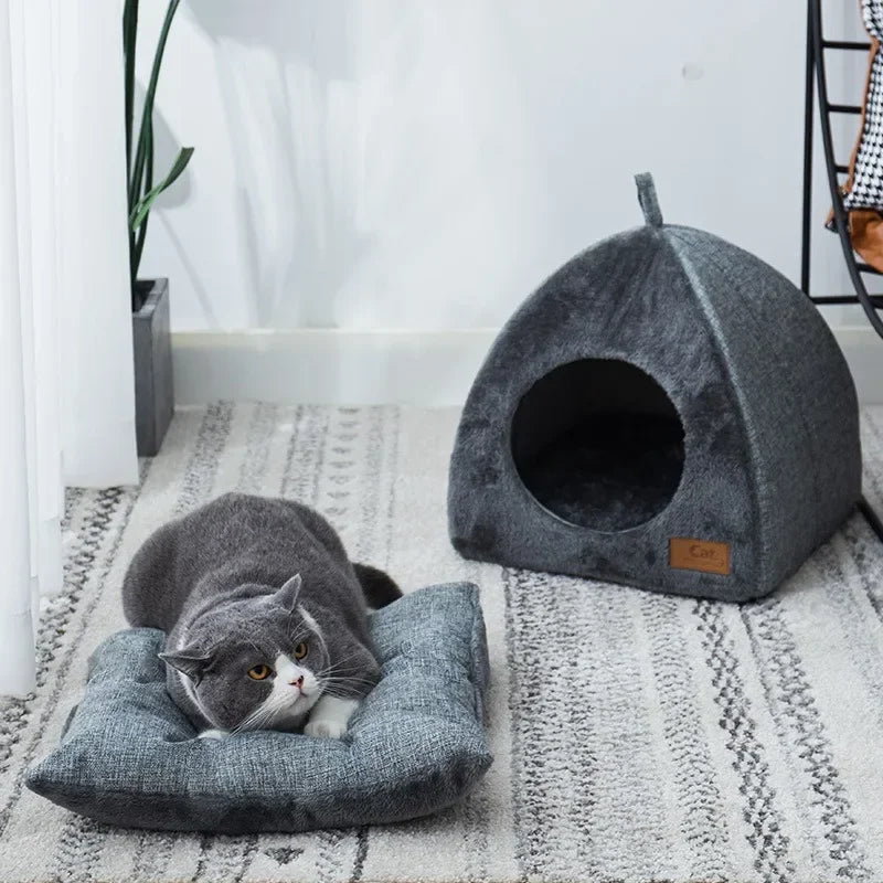 Cozy Triangle Cat Nest – Warm, Comfy & Secure Hideaway