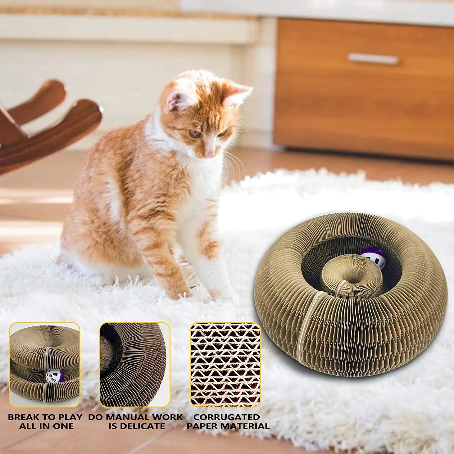 Magic Round Cat Scratcher – 2-in-1 Claw Grinder & Ball Play Toy