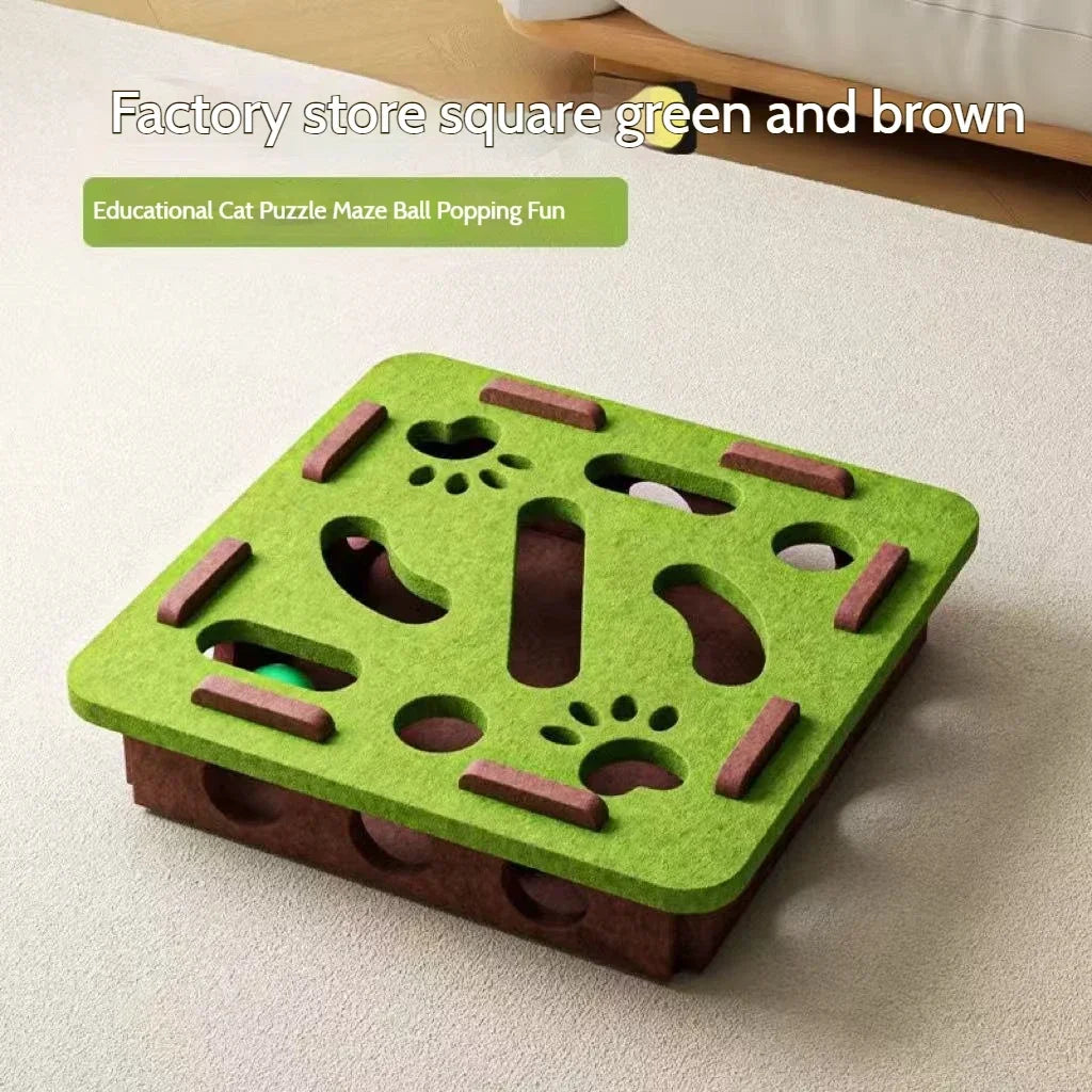 DIY Cat Puzzle Maze – Interactive Felt Box with Bell Ball