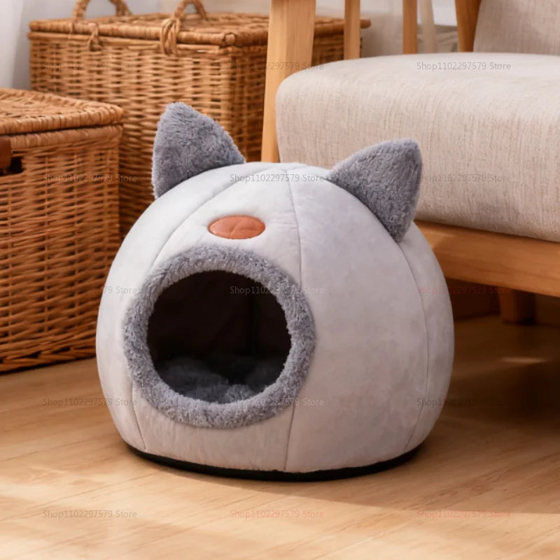 Warm Winter Cat Bed – Thick, Cozy & Windproof Comfort