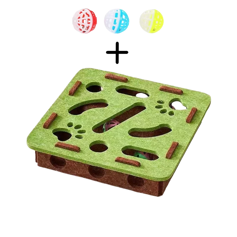 DIY Cat Puzzle Maze – Interactive Felt Box with Bell Ball