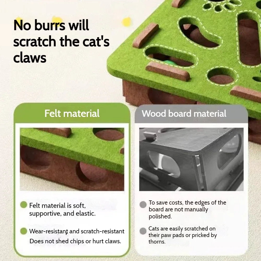 DIY Cat Puzzle Maze – Interactive Felt Box with Bell Ball