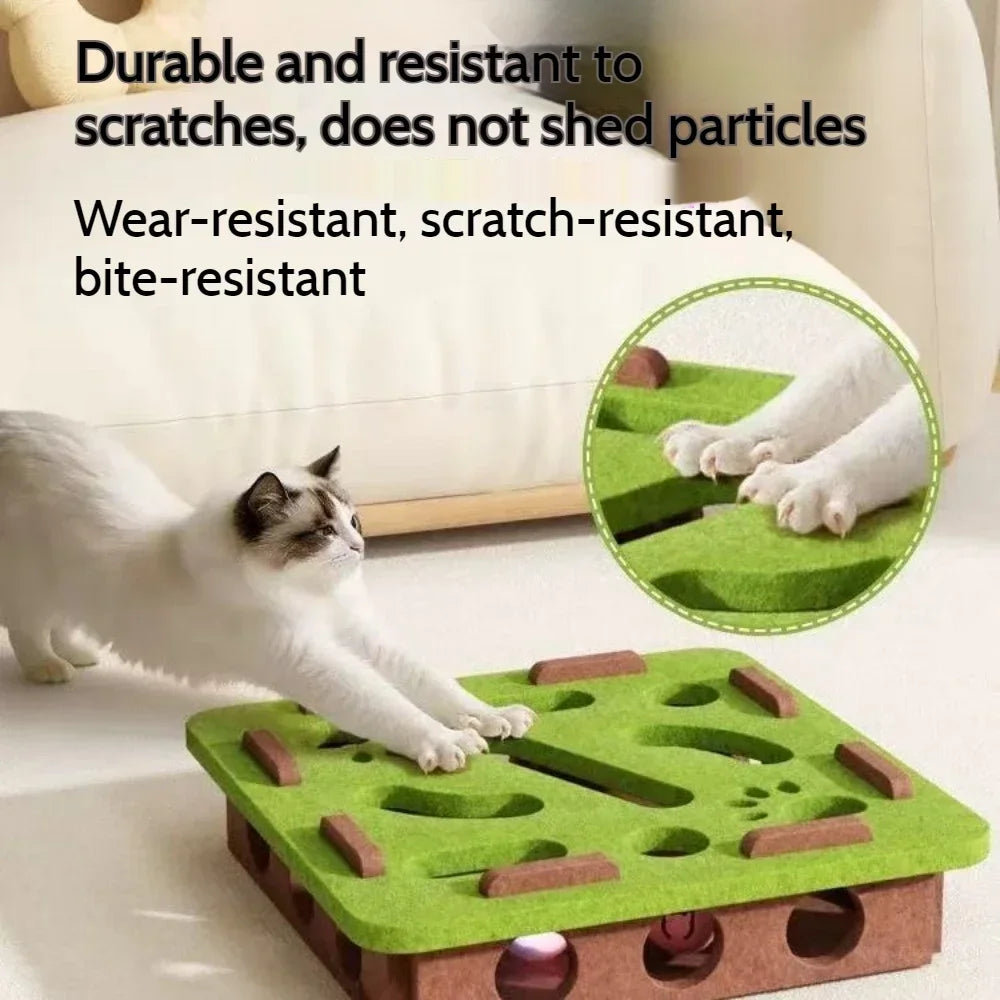 DIY Cat Puzzle Maze – Interactive Felt Box with Bell Ball