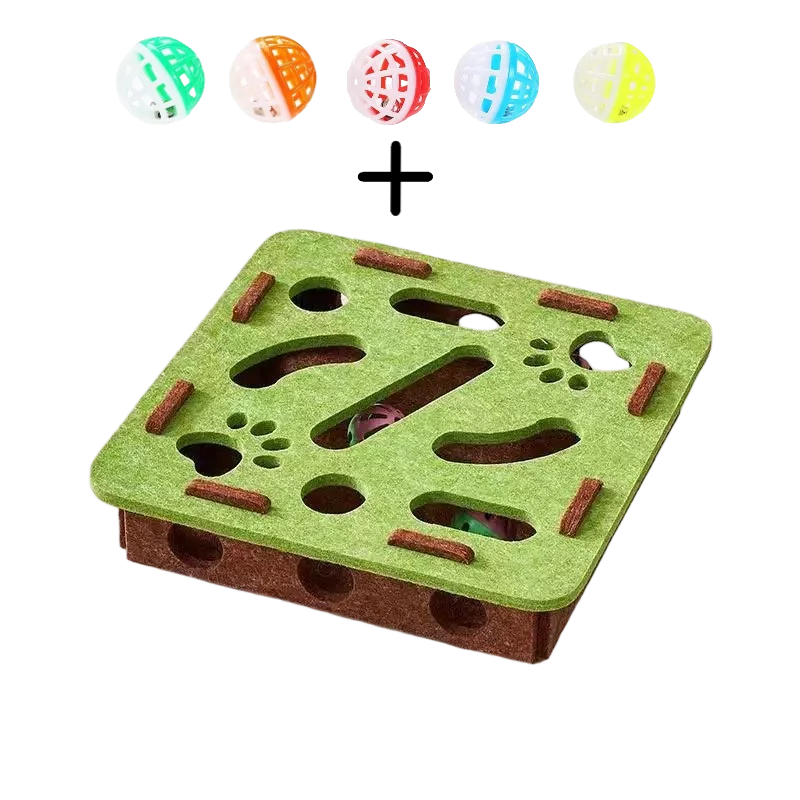 DIY Cat Puzzle Maze – Interactive Felt Box with Bell Ball