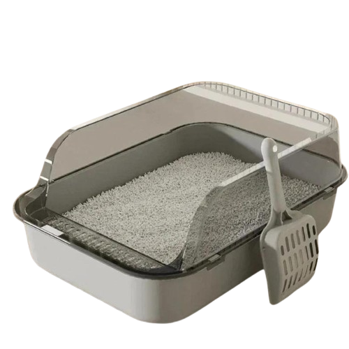 Semi-Enclosed Cat Litter Box  Splashproof, Easy-Clean